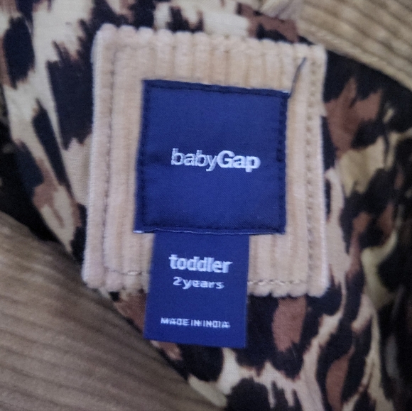 Baby Gap Tan Corduroy & Leopard Print Lined Trench Coat Size 2T - Picture 4 of 6